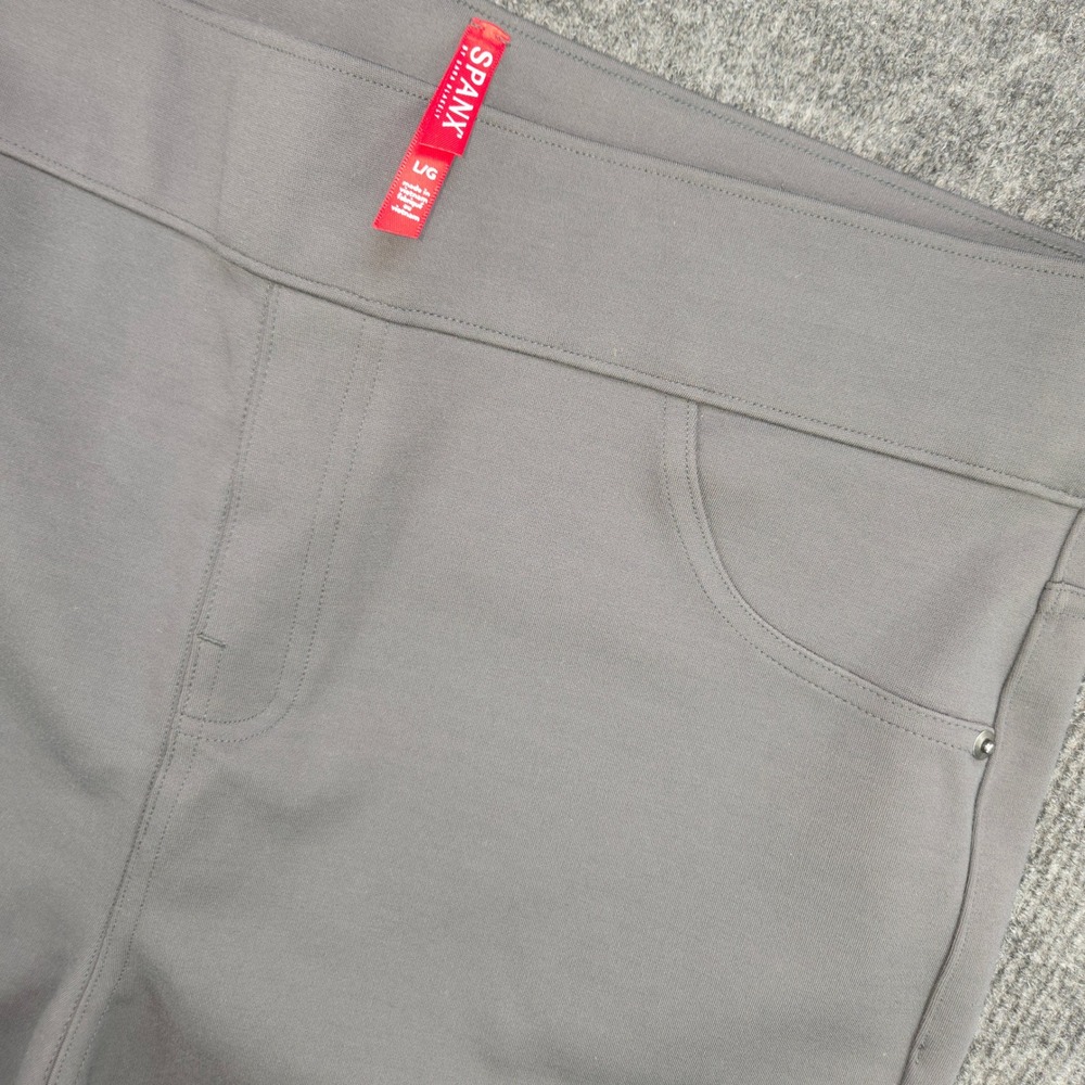 Spanx Women Large Gray Ponte Ankle Pants Slim Fit Stretch Pull On Career Wear
